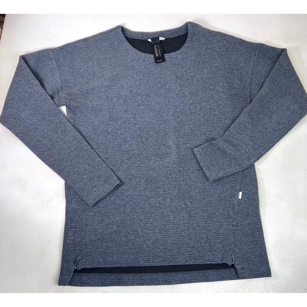 Mondetta Performance Top XS Gray Long Sleeve‎ Ribbed Pullover Zip Sides Athletic